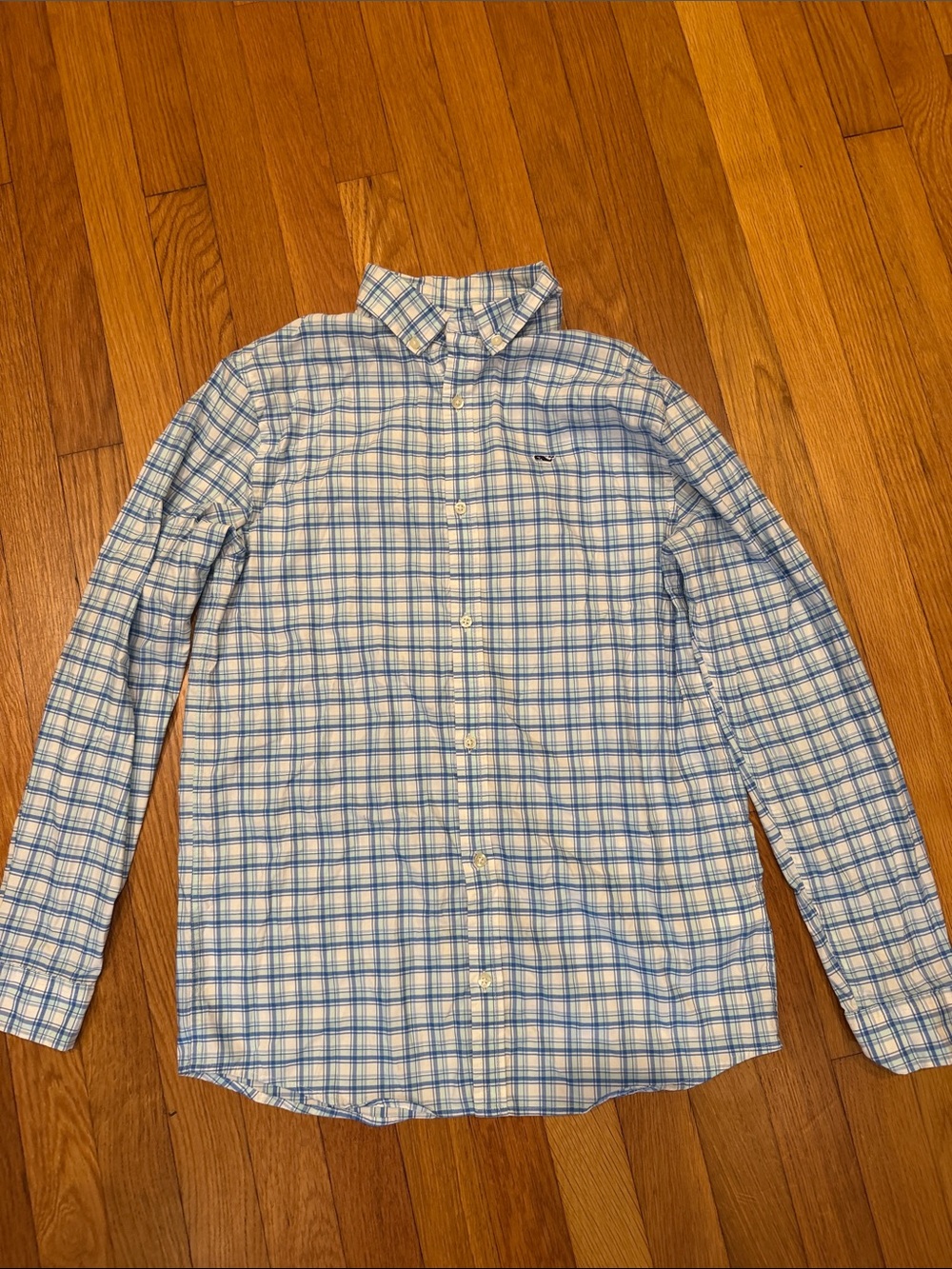 Vineyard Vines Blue and White Plaid Button-Down Shirt